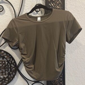 lululemon athletica Khaki Ribbed Short Sleeve Top size 6